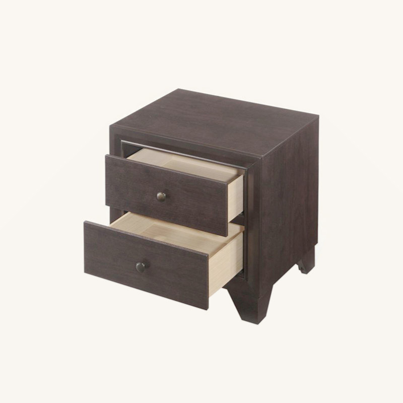 Table de chevet en bois avec 2 tiroirs au fini espresso
