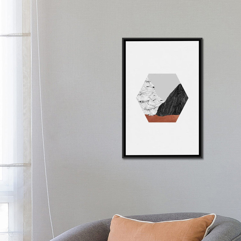 «Geometric I», impression sur toile, H 26 po x l 18 po x P 1,5 po, Toile avec cadre noir, Pas de tapis