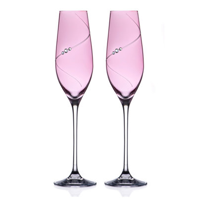 Lustre Silhouette Champagne Flute Pair Embellished with Swarovski Crystals - Perfect Gift