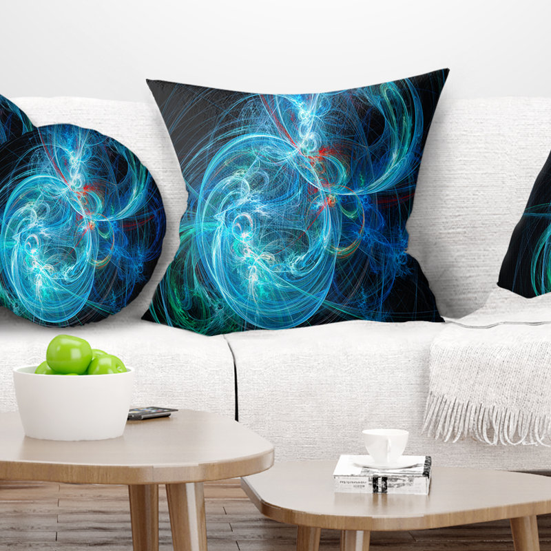 Blue Ball of Yarn - Coussin imprimé abstrait, 18 po x 18 po, Coussin décoratif