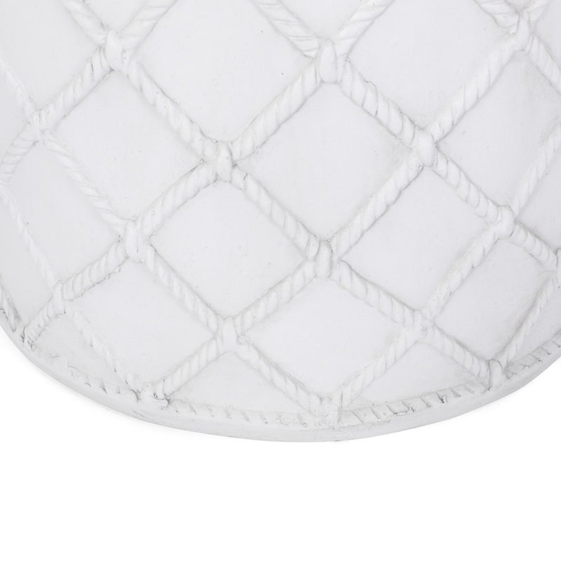 Table d'appoint antique en béton blanc avec corde nautique - 15,03 po x 17,72 po prête à être utilisée