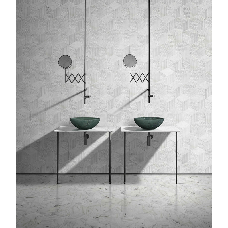 Green Natural Marble Bathroom Vessel Sink, Green