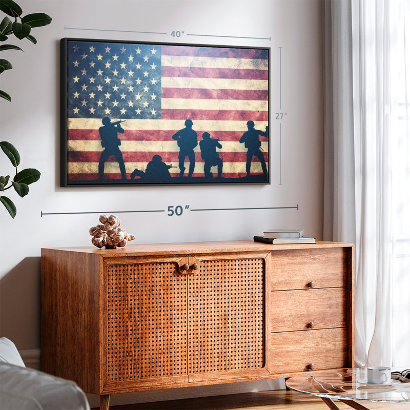 Impression sur toile militaire Grunge US, H 27 po x l 40 po