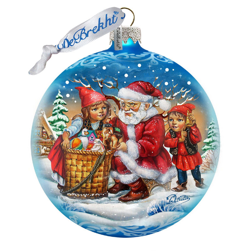Holiday Splendor 5.5'' Handmade Glass Ball Ornament, 3.5" H x 3" W x 3.5" D, Christmas 14