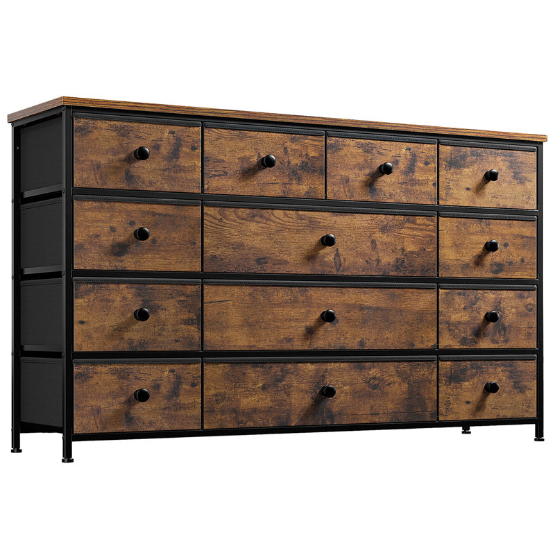 Abdulfatah 13-Drawer Dresser TV Stand – Large Storage Wooden Media Center for Bedroom & Living Room, Brown
