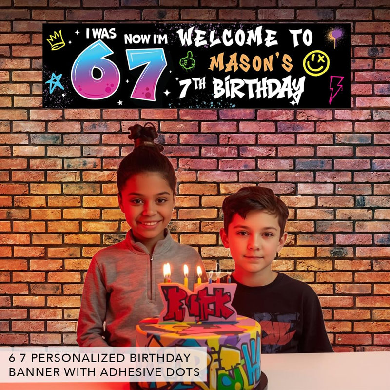 Koyal Wholesale 13 x 48 pouces personnalisé 6 à 7 anniversaire bannière, thème graffiti personnalisé