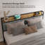 Structure de lit en lin Kewarra avec lattes de bois et espace de rangement-683666460-683666463