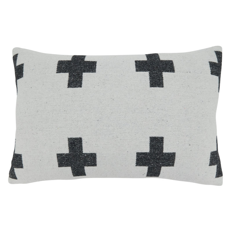 Black and White Geometric Reversible Polyester Pillow Cover