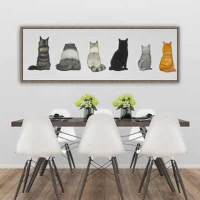 «Six Cats Lined Up Back View - Gray Feline», art sur toile