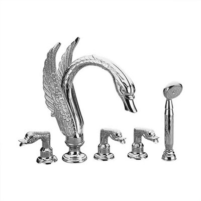 Robinet de baignoire romaine à fixation sur comptoir à poignées doubles Milan Swan