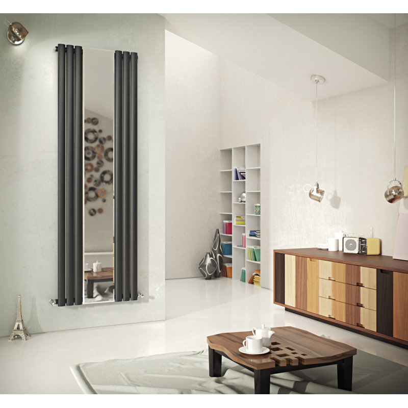Angela Vertical Oval Panel Radiators, Grey