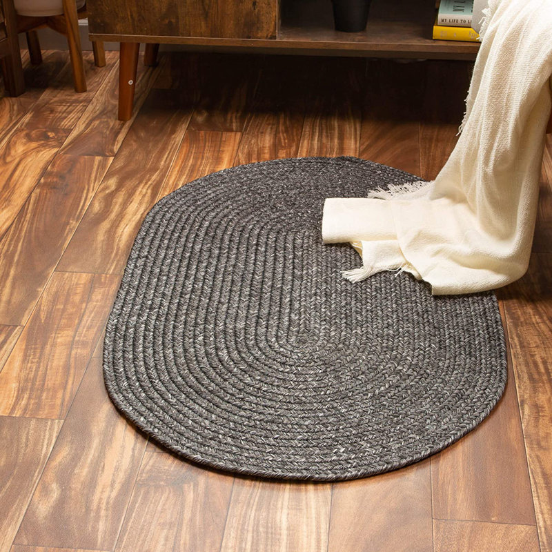 Tapis intérieur / extérieur en polypropylène tressé à la main, Ovale 8 pi x 11 pi