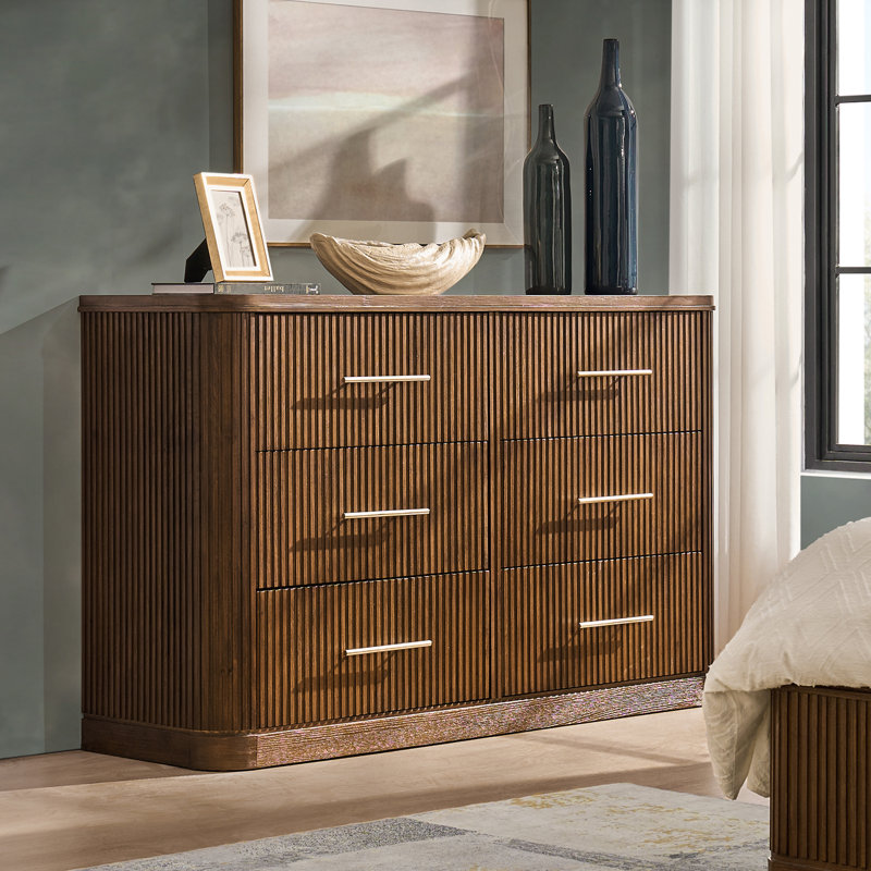 Commode simple à 6 tiroirs l 62,25 po Graciana, Noyer