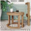 Outdoor Acacia Wood Side Table, 18" Solid Side Table For Patio, Pool, Porch ( Brown Wash)