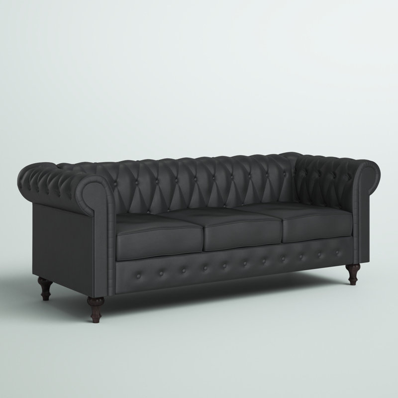 Arieana 82.3" Rolled Arm Sofa, Black