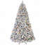 6FT Pre-Lit Snow Flocked Artificial Christmas Tree, 350 Colourful UL Lights, 36 Natural Pine Cones, 888 Snowy PVC Tips, Hinged Branches, Stable Metal Stand-1434580494-1434580491