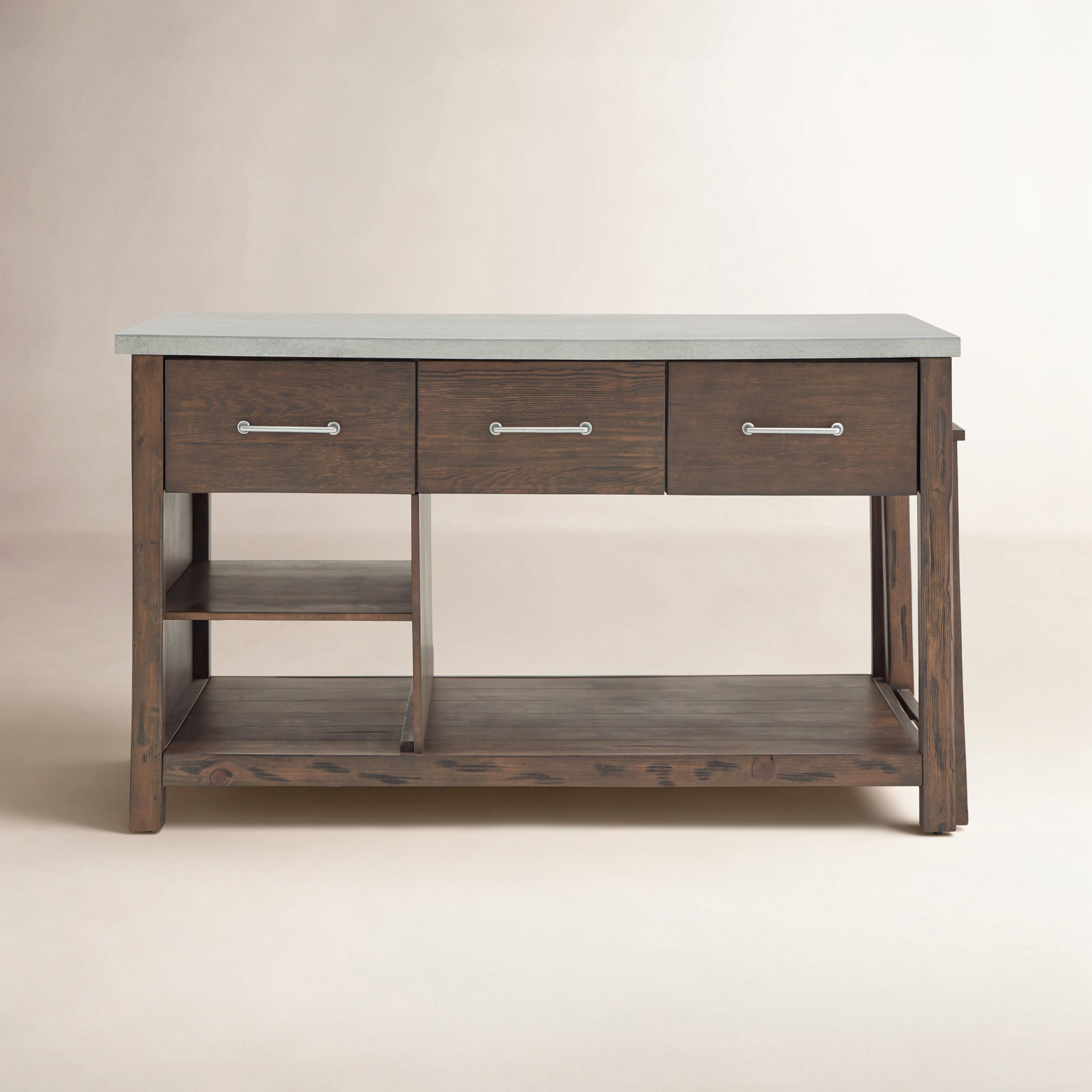 Tinka Kitchen Island, Concrete Veneer, Brown