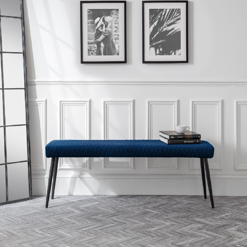 Wynnfield Velvet Upholstered Bench, Blue
