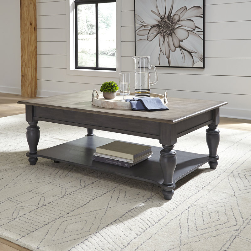 Table basse en bois massif avec roulettes l 48 po Quinta, Blanc