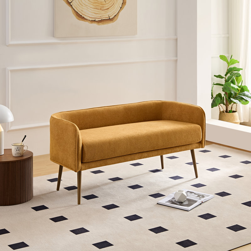 Banc rembourré en tissu pour chambre Dequarius, Yellow