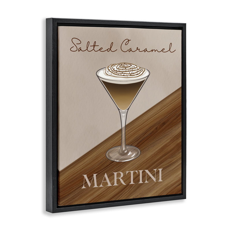 Salted Caramel Martini Floating Frame, design by Marcus Prime, 31" H x 25" W, Jet Black Floater Framed