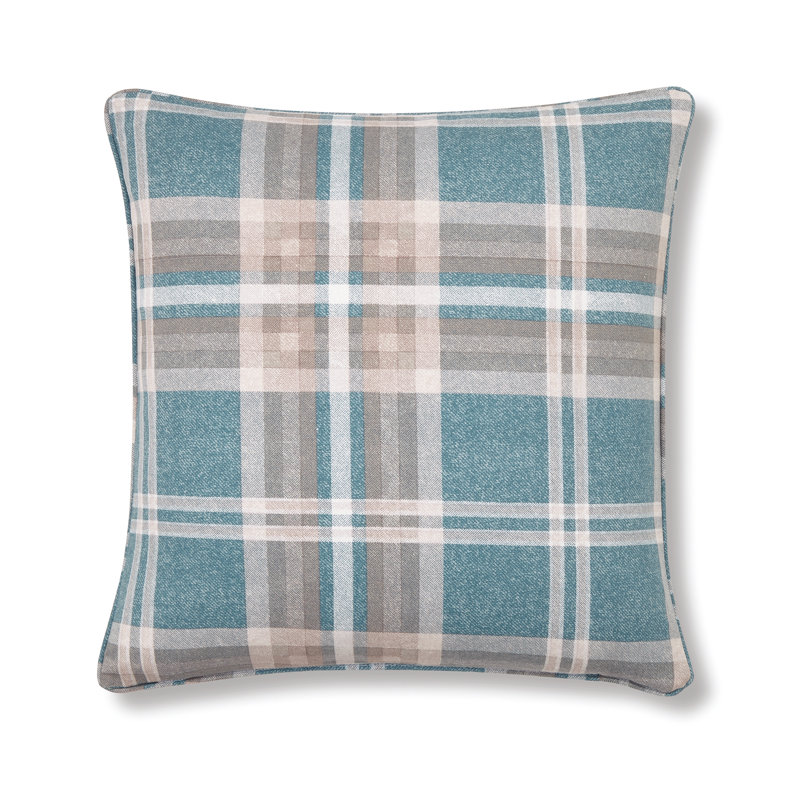Tweed Woven Check Cushion with inner, Teal