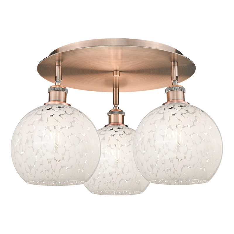 Plafonnier semi-encastré en verre Bernda, Cuivre antique