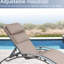 Chaises longues de jardin kaki, structure en aluminium, réglables, coussin amovible, 2 chaises longues de patio en tissu, 5 positions, cadre antirouille, séchage rapide pour terrasse.