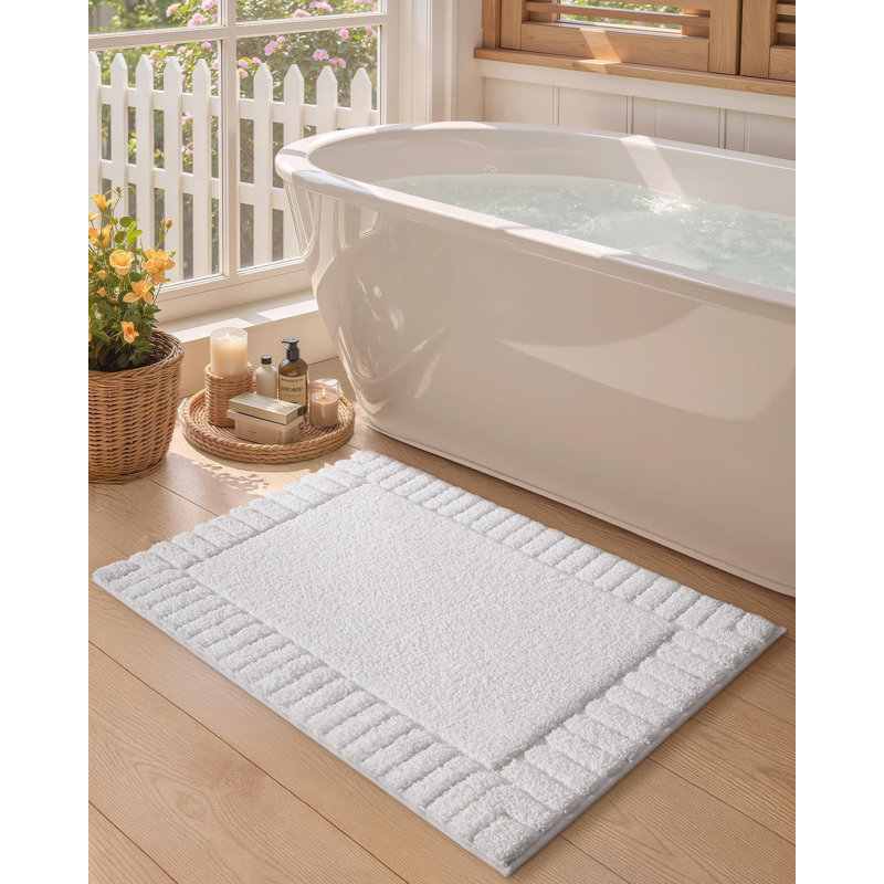 Kaziyah Microfiber Bath Rug, White, 24" W x 60" L