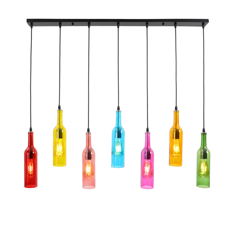 7 - Light Creative Glass Bottle Pendant Lamp
