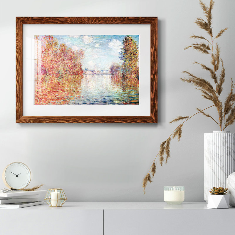 «Autumn in Argenteuil» par Monet, reproduction encadrée rustique avec tableau mat, Érable, H 22 po x l 32 po x P 1,5 po