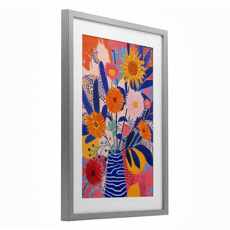 «Whimsical Floral Bouquet», impression par LSR Creative Studio, H 23 po x l 17 po, Cadre de ferme gris
