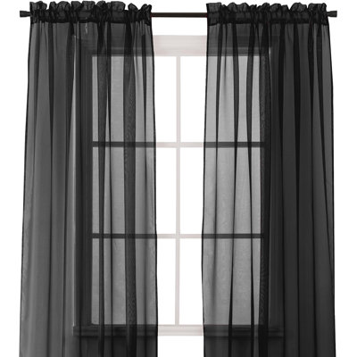 Ensemble de 2 rideaux transparents Gracie Oaks - passe-tringle 2 pouces - voilage uni pour salon, chambre à coucher, 60 x 84