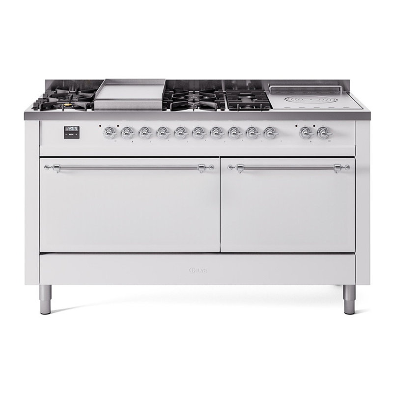ILVE Nostalgie II, cuisinière à double combustible de 60 po, 7 brûleurs, plaque chauffante, surface de cuisson française