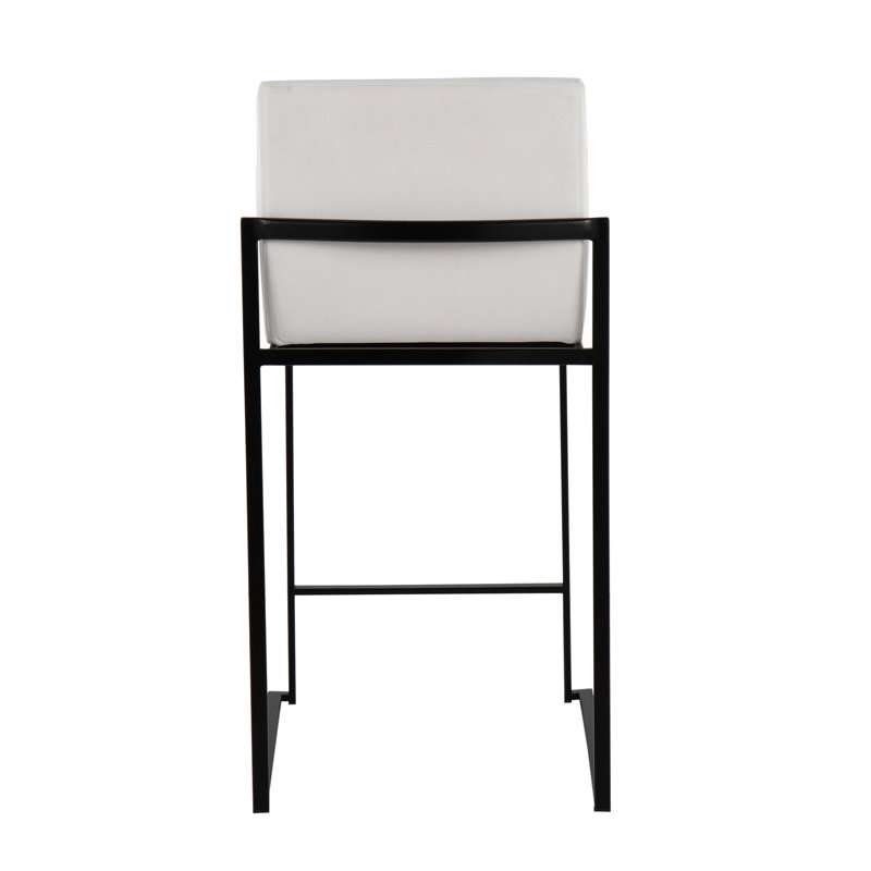 Ensemble de 3 tabourets de comptoir 26 po en acier noir et blanc, Noir, Blanc
