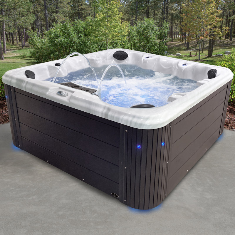 Insight 7-Person 34-Jet Acrylic Non-Lounger Hot Tub Spa with Ozonator, LED Lighting and Ice Bucket, Espresso