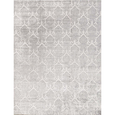 Himalayan Art Windsom Hand Woven Silk and Wool Geometric Area Rug