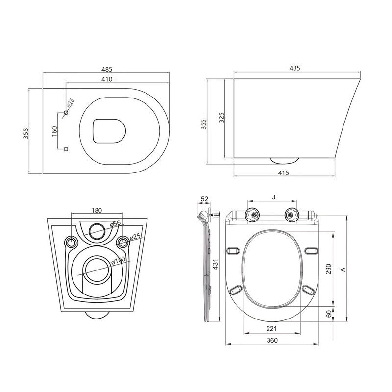 HOROW Shylo LPF Round Wall Mounted Wall Hung Toilets (Seat Included)
