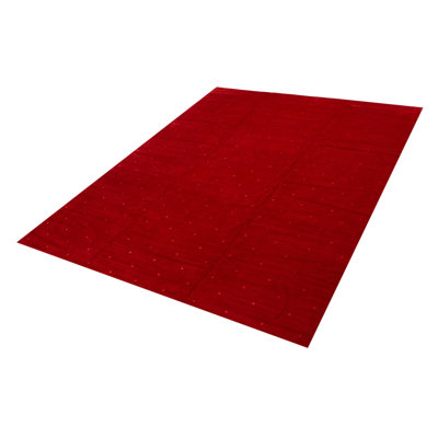 Tapis rouge noué à la main unique 11 pi 6 po x 14 pi 6 po One of Kind