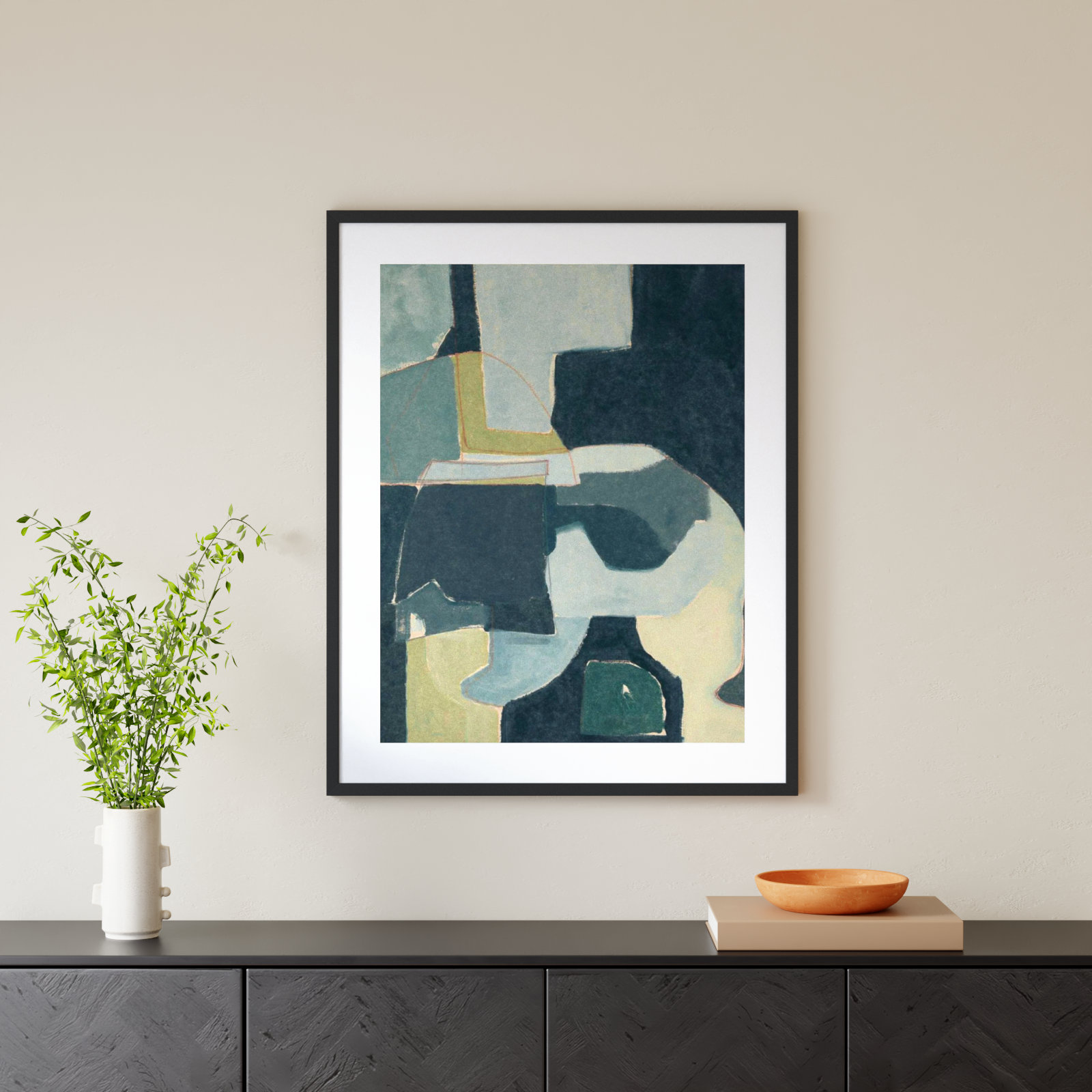 Blue Note III Print by Rob Delamater, Black Framed, 41" H x 33" W x 1" D