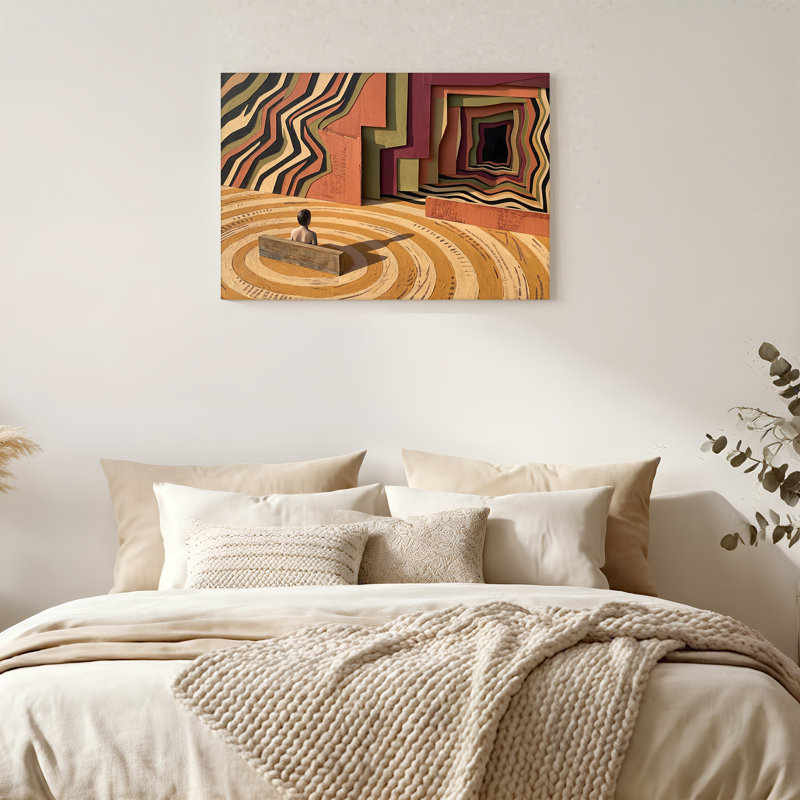 Art sur toile, figure sur un banc, H 32 po x l 48 po