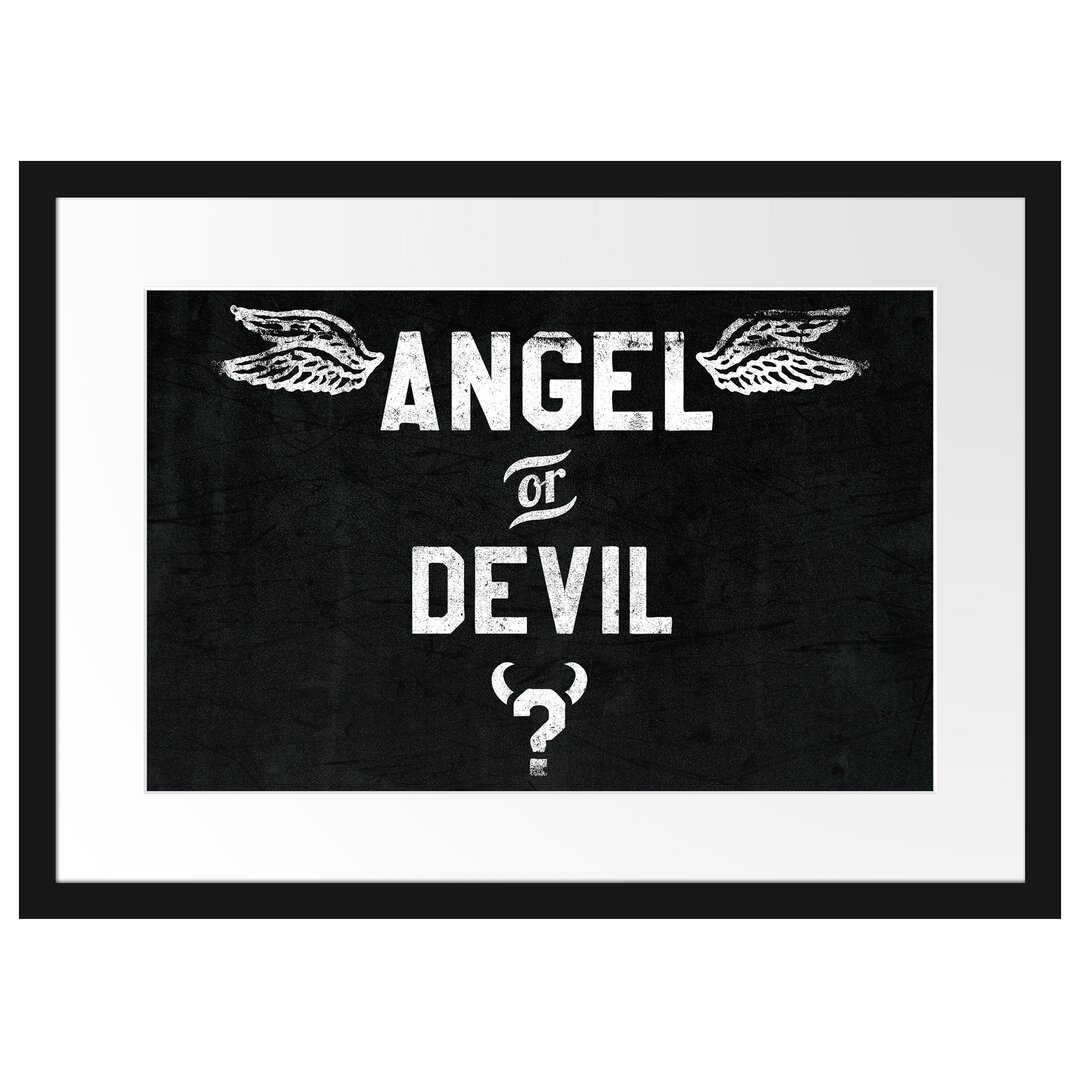 Gerahmtes Poster Angel Or Devil Black