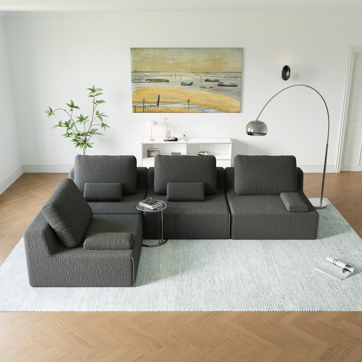 Latitude Run® Oversized Modular Sectional Sofa,Luxury Boucle Floor ...
