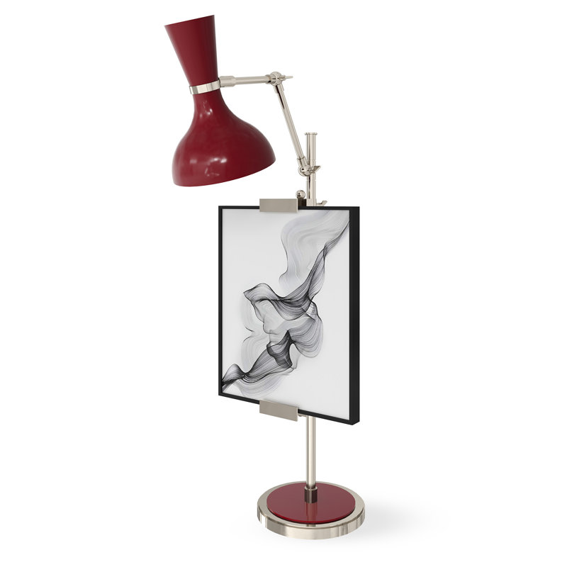 Lampe fantaisie Clare, Nickel poli, Rouge sang-de-bœuf