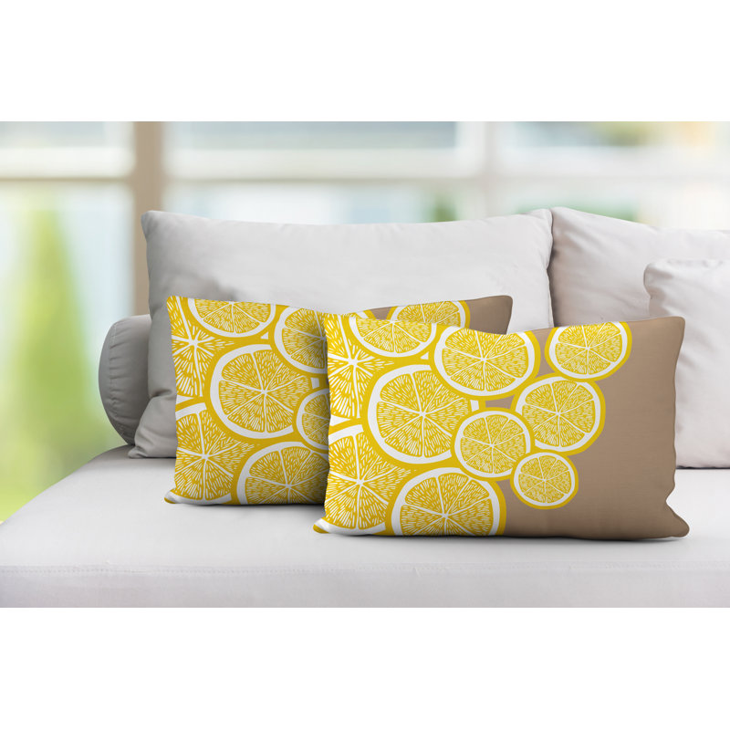Coussin lombaire intérieur / extérieur jaune citron, Beige