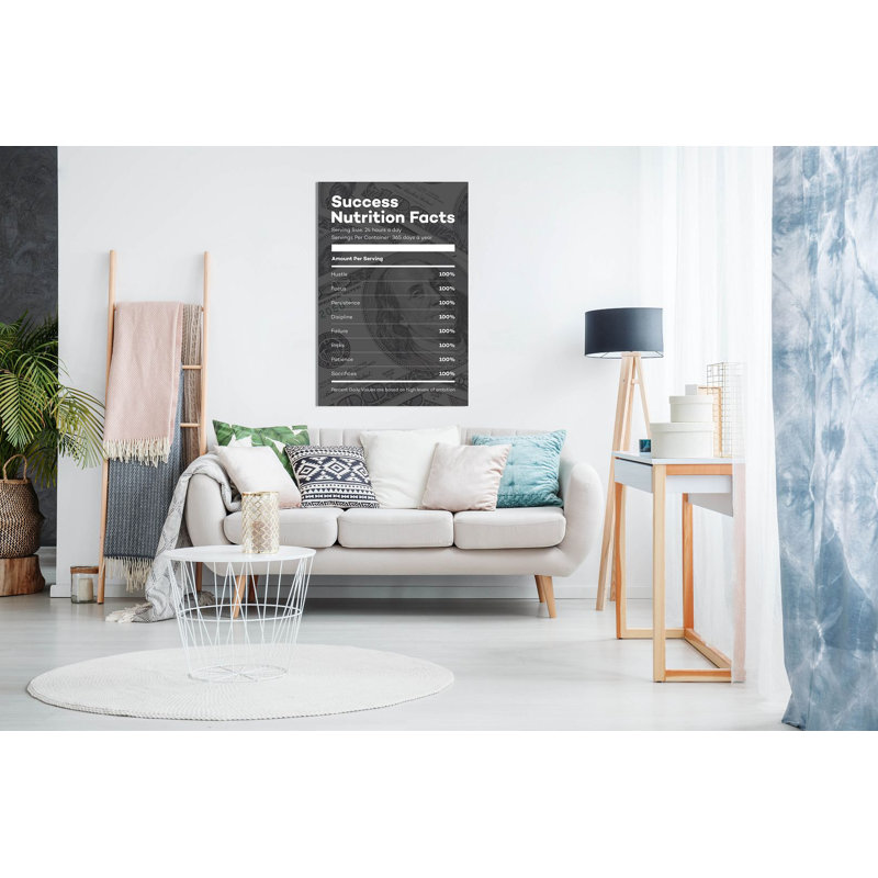 Inspirational Motivational Success Nutritional Facts - Wrapped Canvas Print, 31cm H x 20cm W