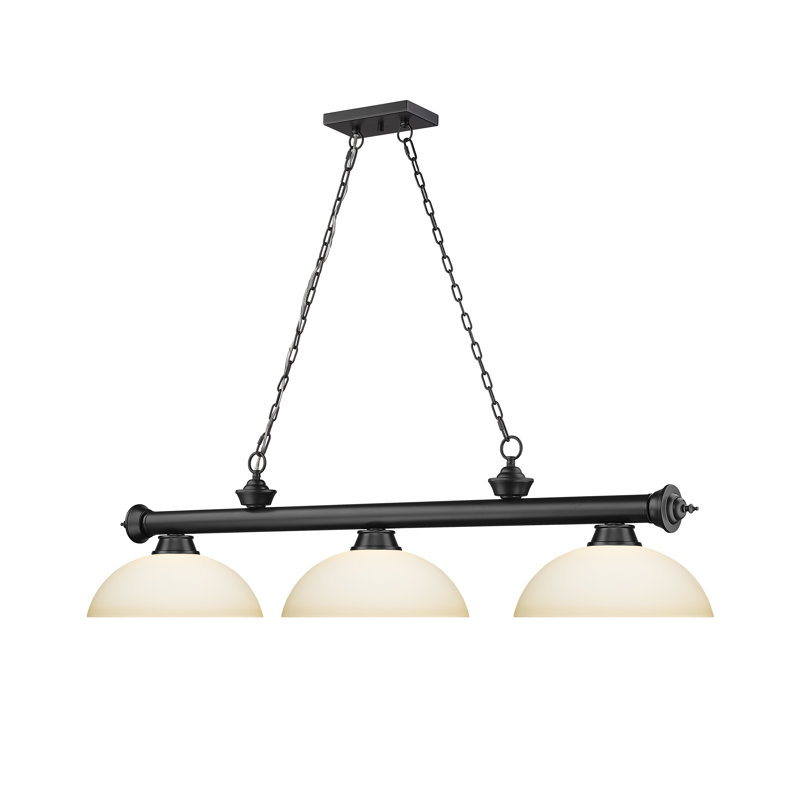 Billard 3 lumières Annaleisa, Opale mat, Noir mat