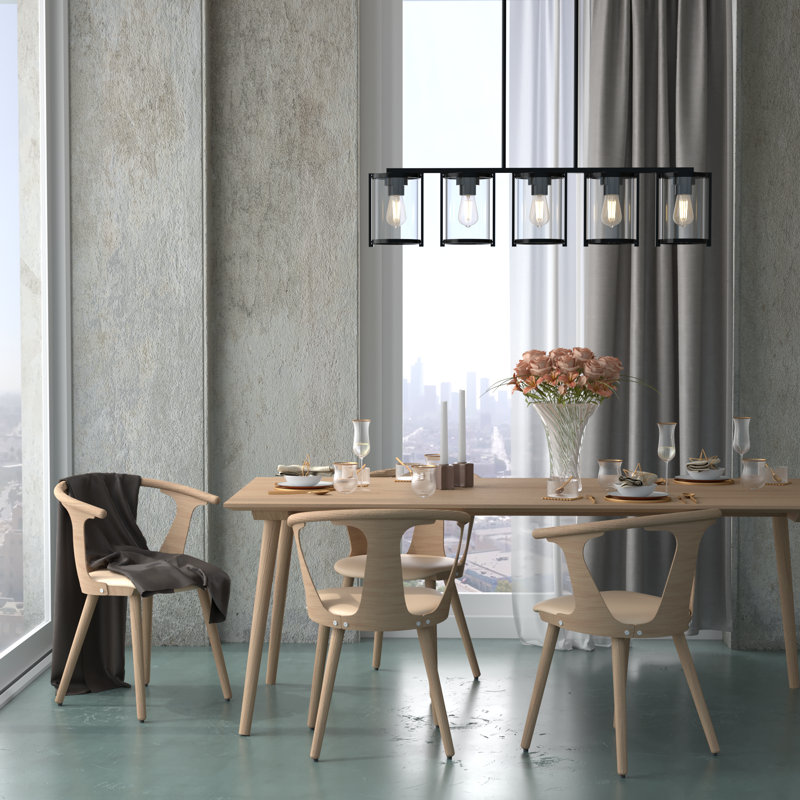 Astwood 5 - Light Kitchen Island Modern Linear Chandelier, Matte Black