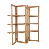 Wood Handmade Folding 3 Shelf Storage Brown Shelving Unit With Silver Metal Hardware