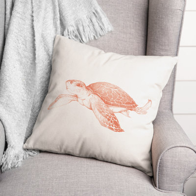  Painted Sea Turtle Square Pillow Cover & Insert